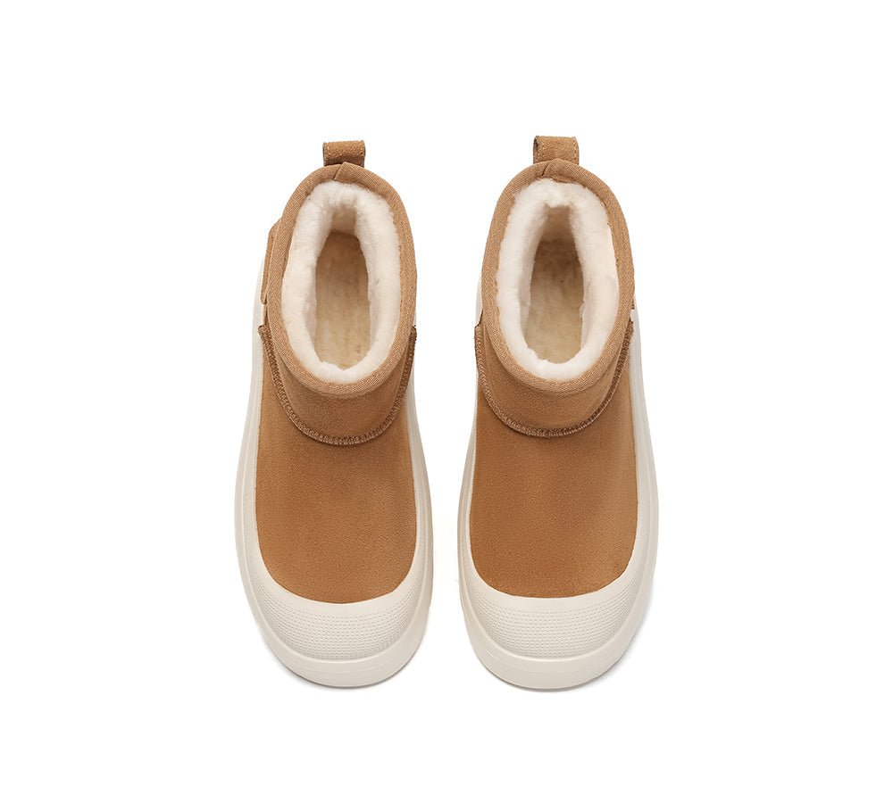 UGG Boots Sheepskin Wool Ankle Chunky Platform Harrison - UGG Boots - Beige White - AU Ladies 4 / AU Men 2 / EU 35 - Uggoutlet