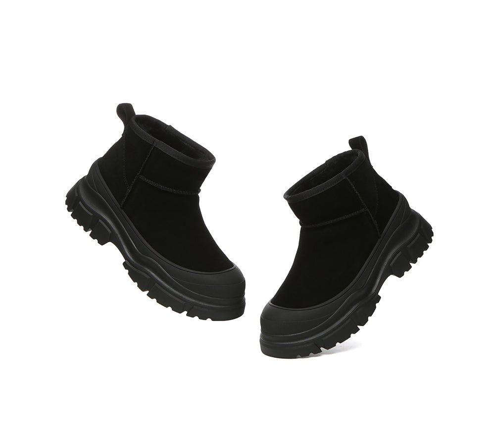 UGG Boots Sheepskin Wool Ankle Chunky Platform Mouni - UGG Boots - Black - AU Ladies 4 / AU Men 2 / EU 35 - Uggoutlet