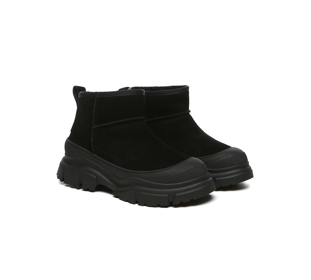 UGG Boots Sheepskin Wool Ankle Chunky Platform Mouni - UGG Boots - Black - AU Ladies 4 / AU Men 2 / EU 35 - Uggoutlet