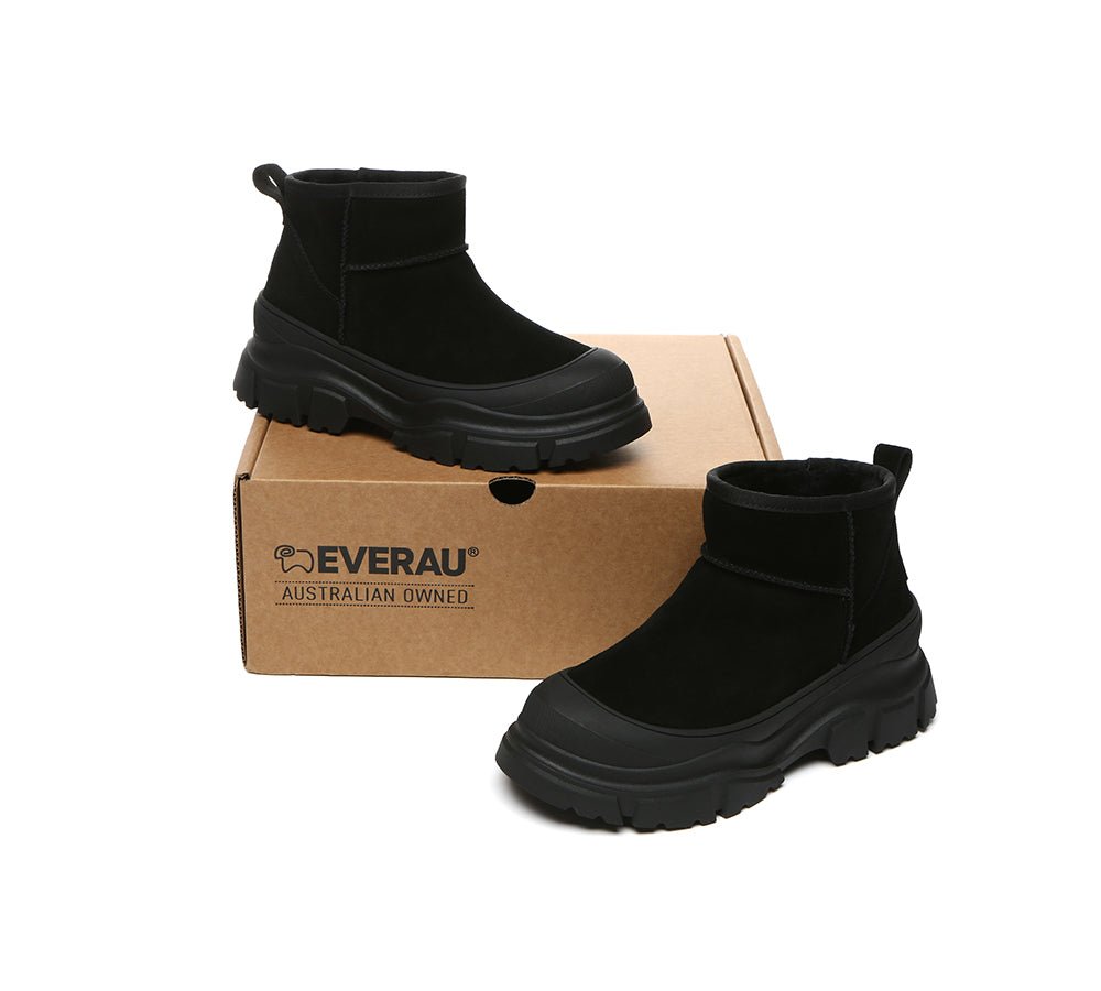 UGG Boots Sheepskin Wool Ankle Chunky Platform Mouni - UGG Boots - Black - AU Ladies 4 / AU Men 2 / EU 35 - Uggoutlet