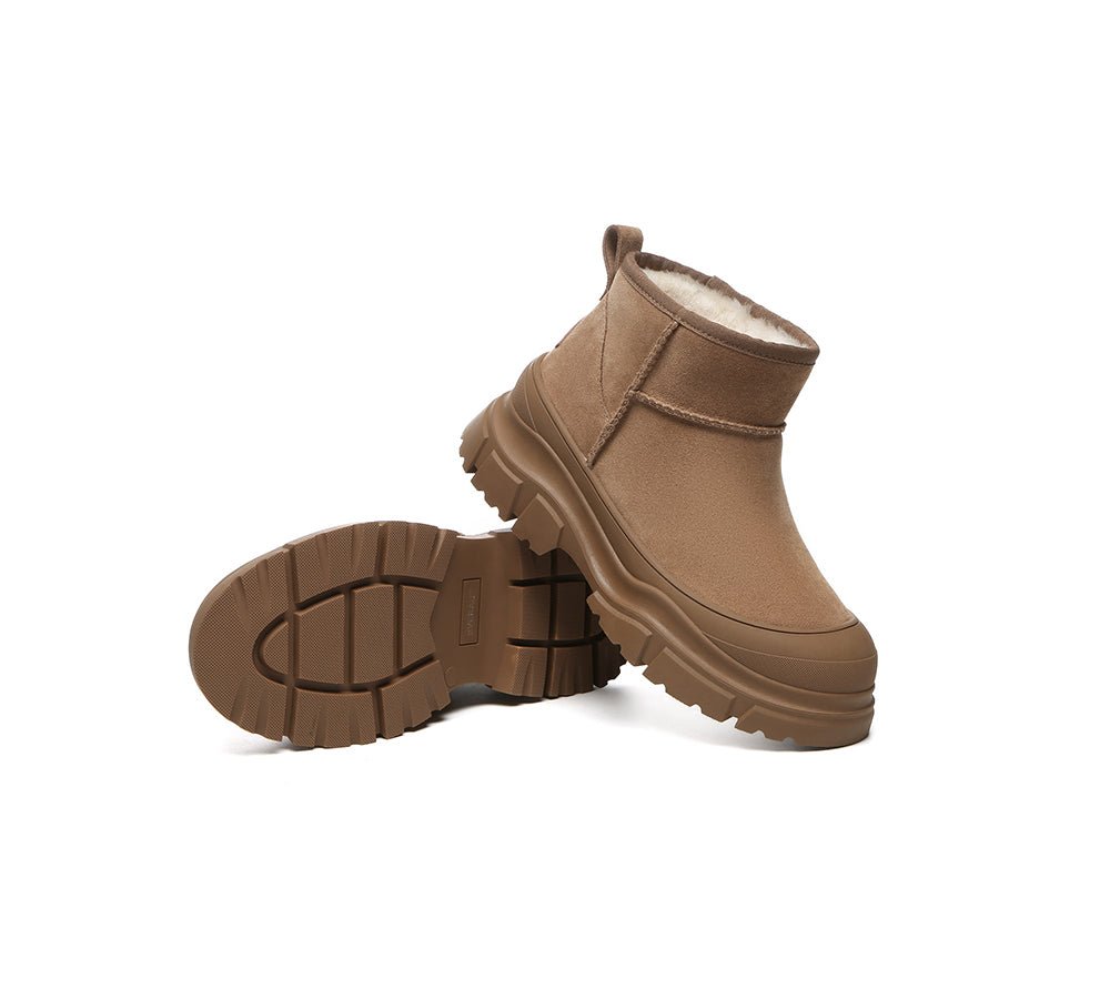 UGG Boots Sheepskin Wool Ankle Chunky Platform Mouni - UGG Boots - Chestnut - AU Ladies 4 / AU Men 2 / EU 35 - Uggoutlet
