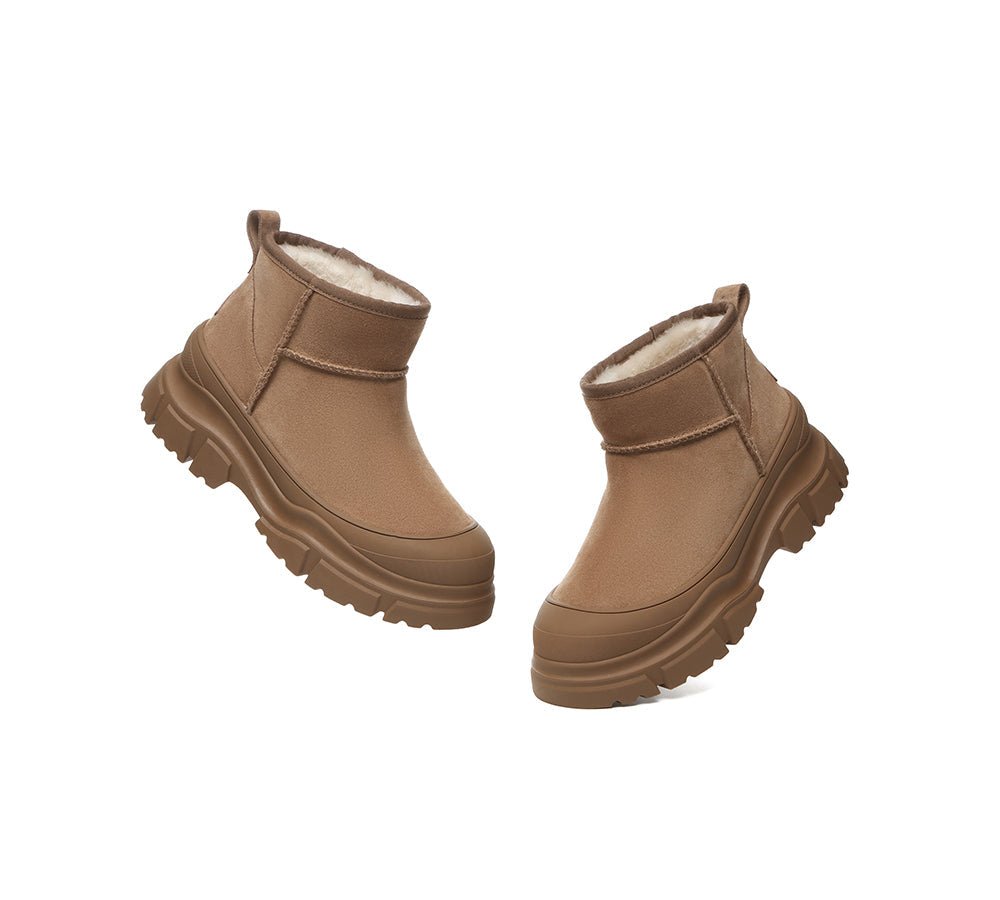 UGG Boots Sheepskin Wool Ankle Chunky Platform Mouni - UGG Boots - Chestnut - AU Ladies 4 / AU Men 2 / EU 35 - Uggoutlet
