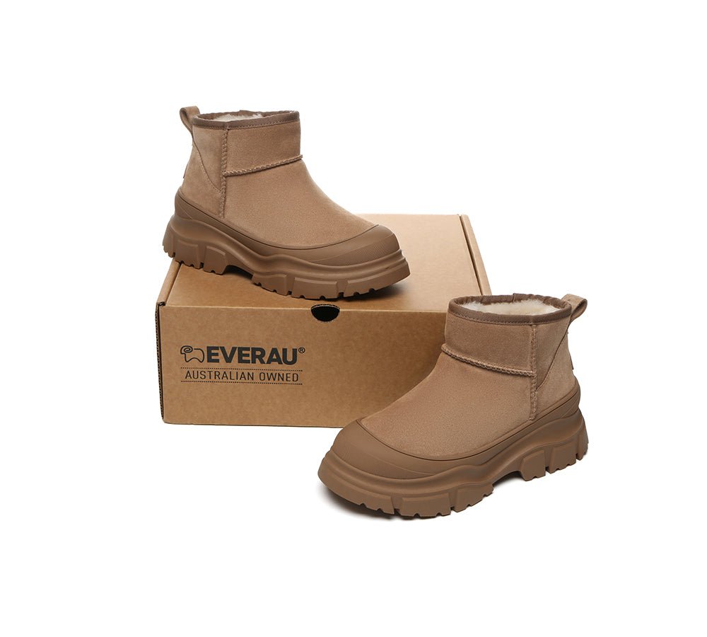 UGG Boots Sheepskin Wool Ankle Chunky Platform Mouni - UGG Boots - Chestnut - AU Ladies 4 / AU Men 2 / EU 35 - Uggoutlet