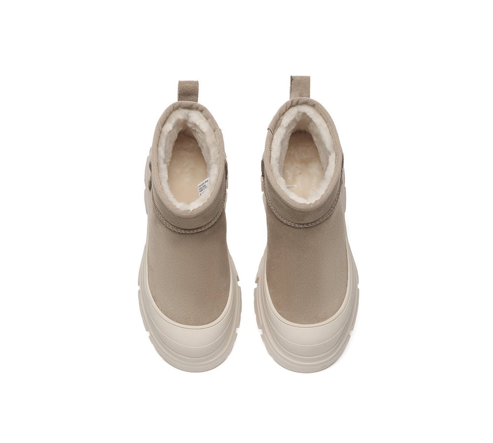 UGG Boots Sheepskin Wool Ankle Chunky Platform Mouni - UGG Boots - Sand - AU Ladies 4 / AU Men 2 / EU 35 - Uggoutlet