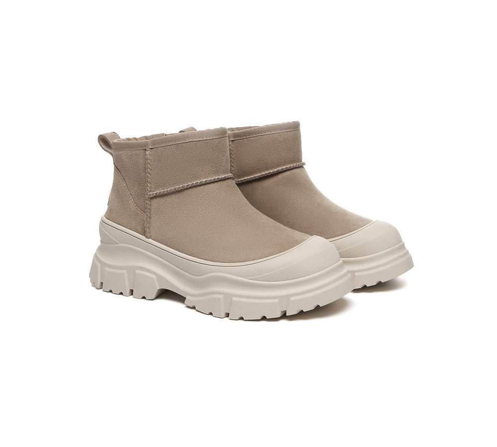 UGG Boots Sheepskin Wool Ankle Chunky Platform Mouni - UGG Boots - Sand - AU Ladies 4 / AU Men 2 / EU 35 - Uggoutlet