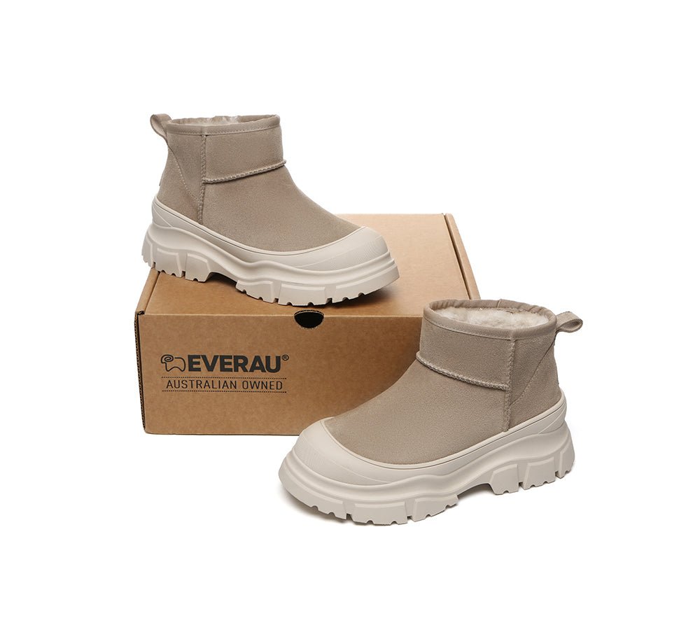 UGG Boots Sheepskin Wool Ankle Chunky Platform Mouni - UGG Boots - Sand - AU Ladies 4 / AU Men 2 / EU 35 - Uggoutlet