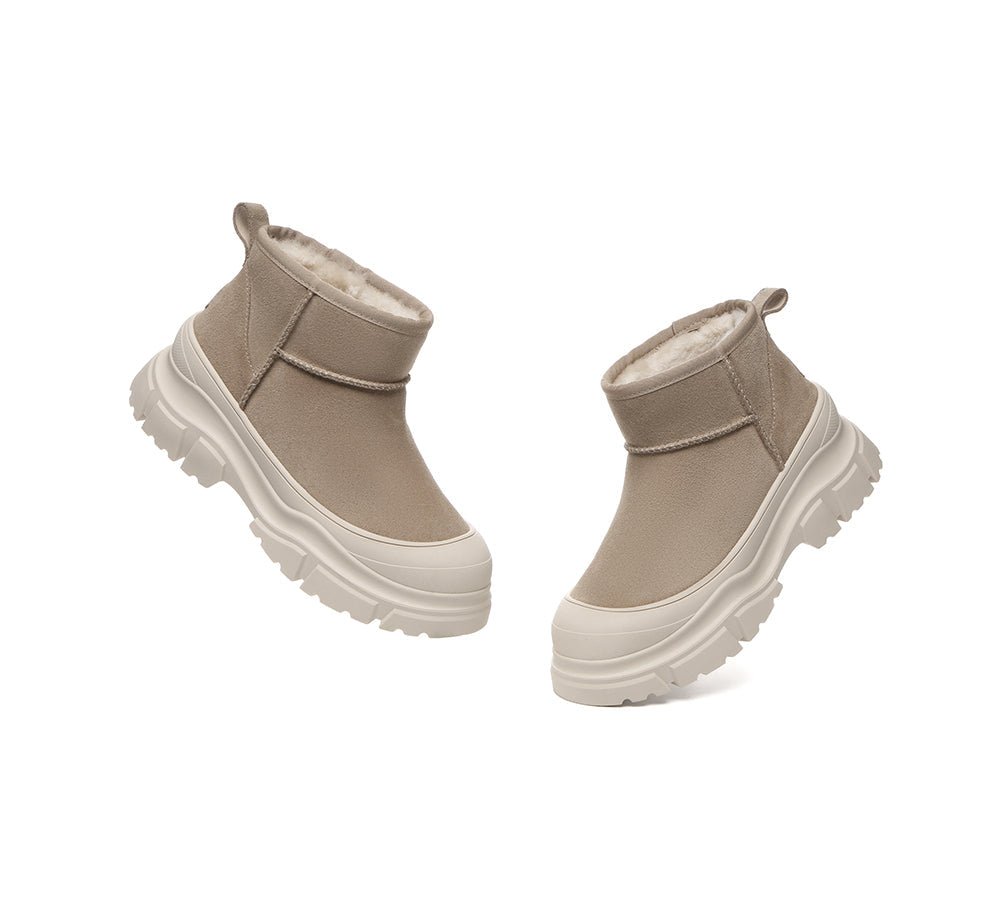 UGG Boots Sheepskin Wool Ankle Chunky Platform Mouni - UGG Boots - Sand - AU Ladies 4 / AU Men 2 / EU 35 - Uggoutlet