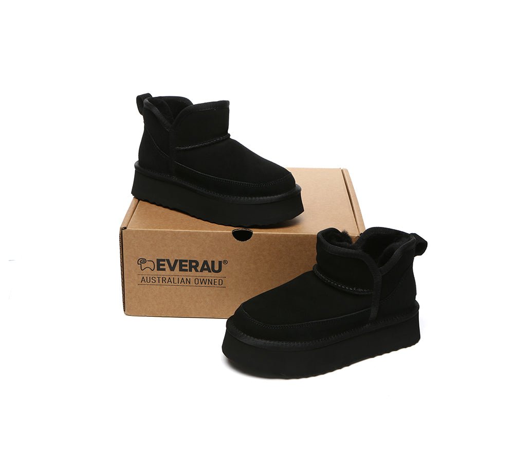 UGG Boots Sheepskin Wool Ankle Platform Vesper - UGG Boots - Black - AU Ladies 4 / AU Men 2 / EU 35 - Uggoutlet
