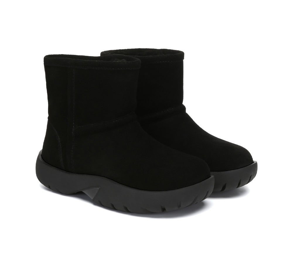 UGG Boots Sheepskin Wool Mid Calf Chunky Short Classic Salma - UGG Boots - Black - AU Ladies 4 / AU Men 2 / EU 35 - Uggoutlet