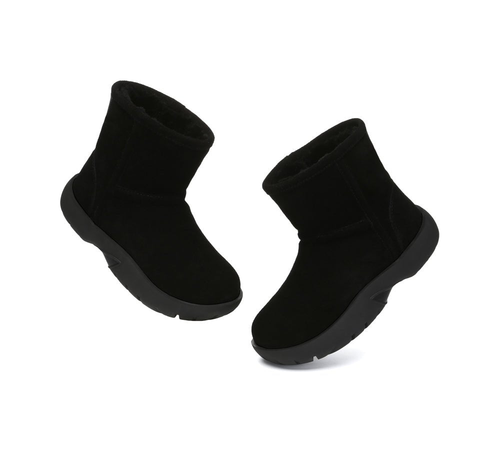 UGG Boots Sheepskin Wool Mid Calf Chunky Short Classic Salma - UGG Boots - Black - AU Ladies 4 / AU Men 2 / EU 35 - Uggoutlet