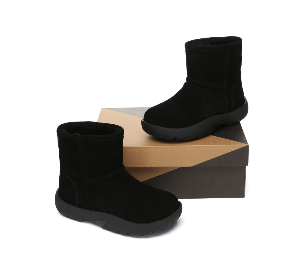 UGG Boots Sheepskin Wool Mid Calf Chunky Short Classic Salma - UGG Boots - Black - AU Ladies 4 / AU Men 2 / EU 35 - Uggoutlet