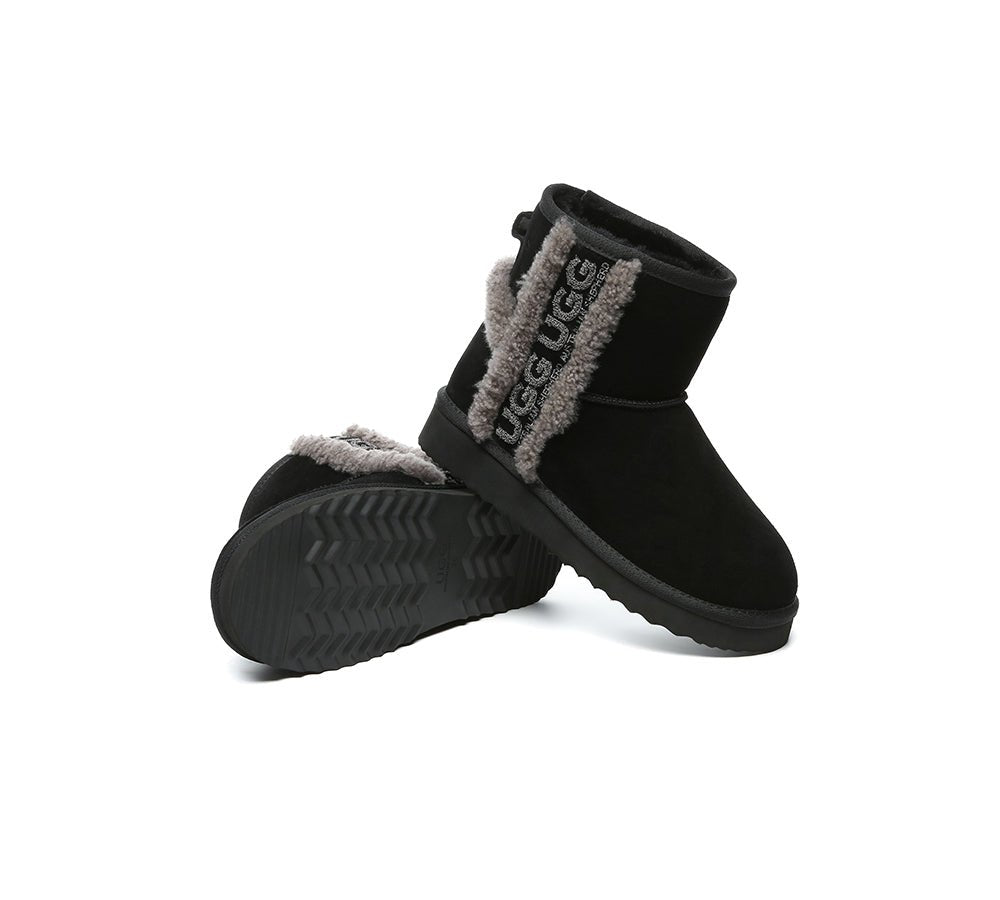 UGG Boots Sheepskin Wool Shearling Lined Ankle Mini Darby - UGG Boots - Black - AU Ladies 4 / AU Men 2 / EU 35 - Uggoutlet
