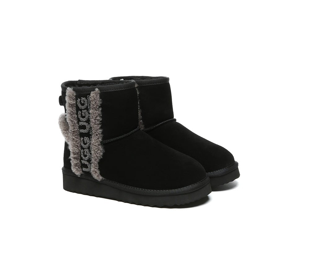 UGG Boots Sheepskin Wool Shearling Lined Ankle Mini Darby - UGG Boots - Black - AU Ladies 4 / AU Men 2 / EU 35 - Uggoutlet