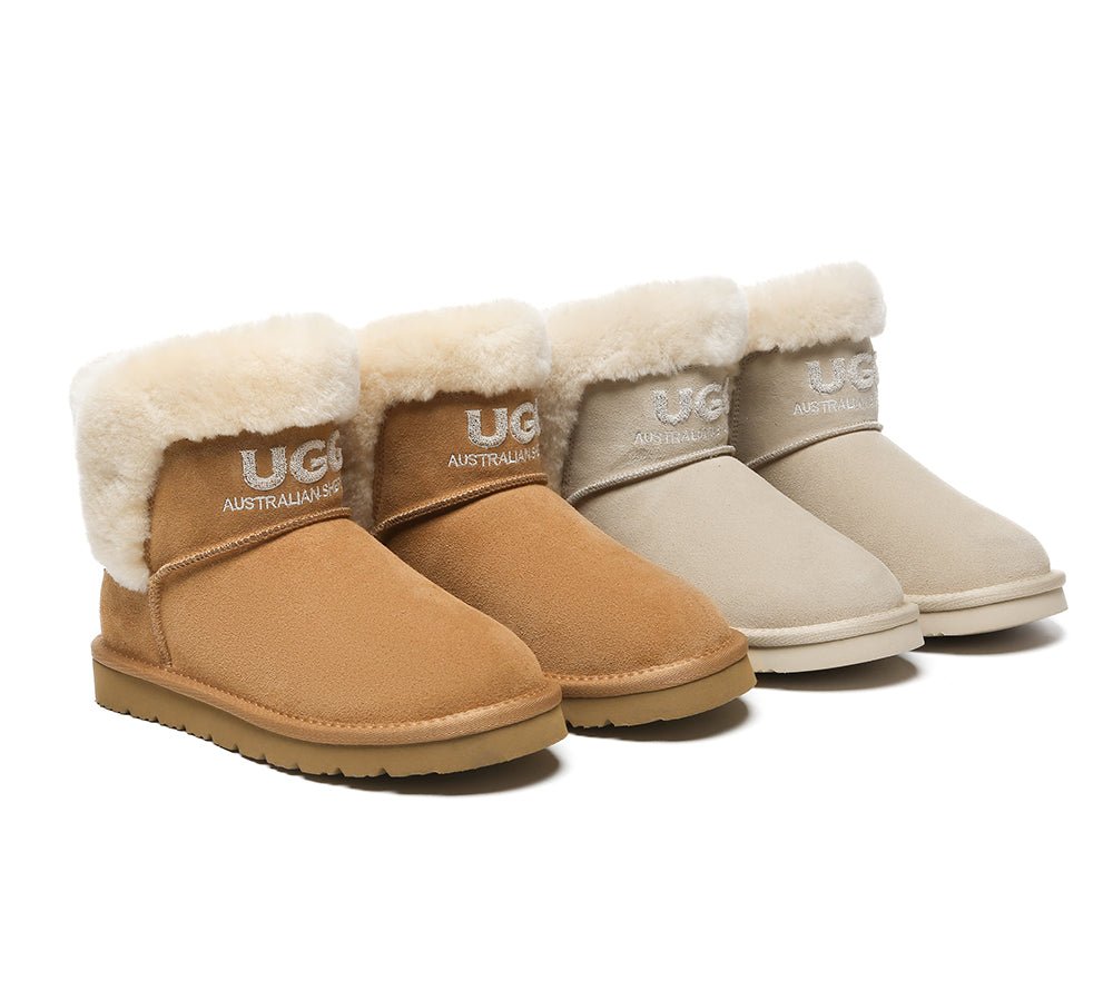 UGG Boots Sheepskin Wool Shearling Lined Ankle Mini Oatha - UGG Boots - Chestnut - AU Ladies 4 / AU Men 2 / EU 35 - Uggoutlet