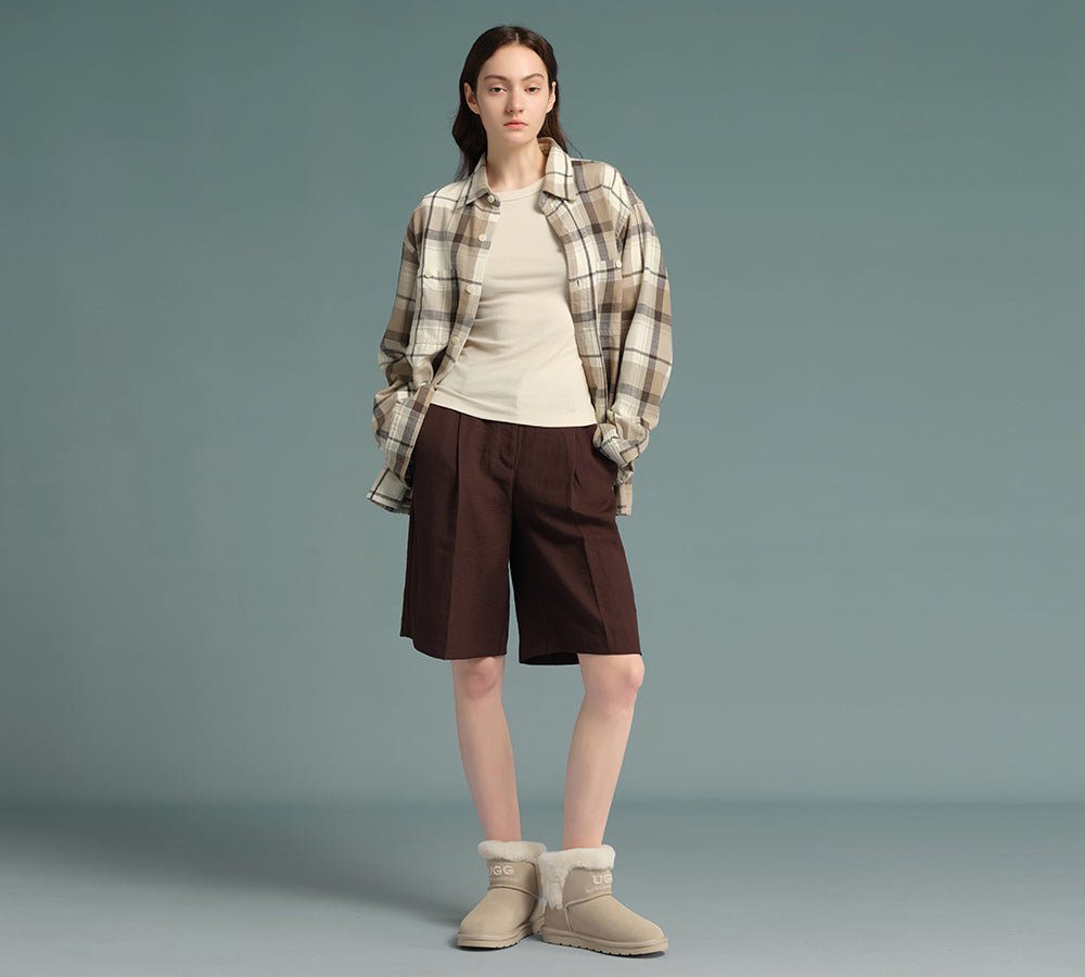 UGG Boots Sheepskin Wool Shearling Lined Ankle Mini Oatha - UGG Boots - Chestnut - AU Ladies 4 / AU Men 2 / EU 35 - Uggoutlet