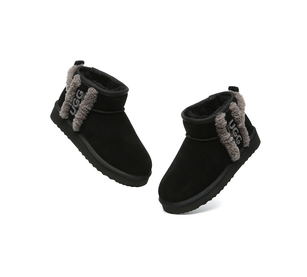 UGG Boots Sheepskin Wool Shearling Lined Ankle Ultra Mini Darby - UGG Boots - Black - AU Ladies 4 / AU Men 2 / EU 35 - Uggoutlet