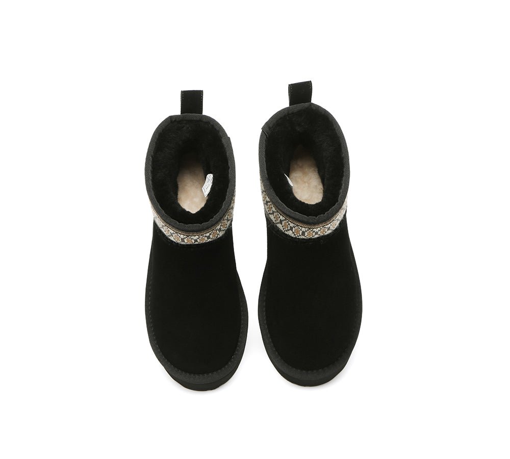 UGG Boots Sheepskin Wool Woven Ankle Platform Grantlee - UGG Boots - Black - AU Ladies 4 / AU Men 2 / EU 35 - Uggoutlet