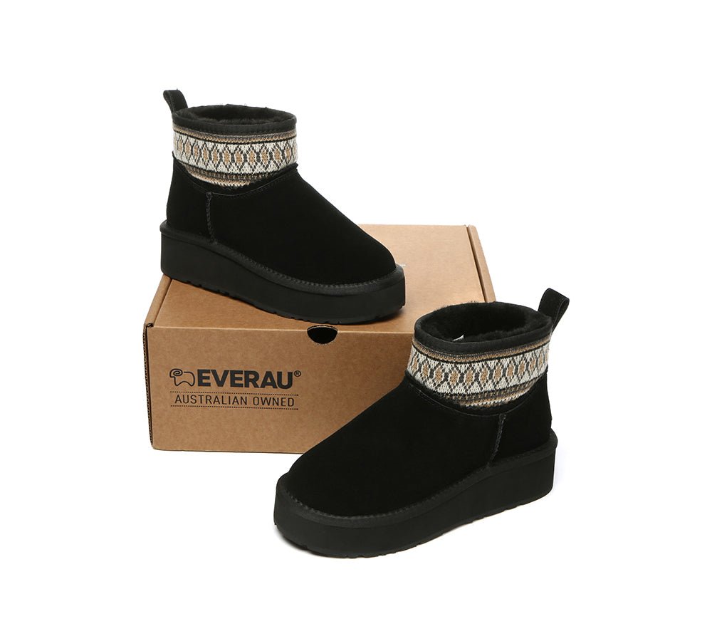 UGG Boots Sheepskin Wool Woven Ankle Platform Grantlee - UGG Boots - Black - AU Ladies 4 / AU Men 2 / EU 35 - Uggoutlet