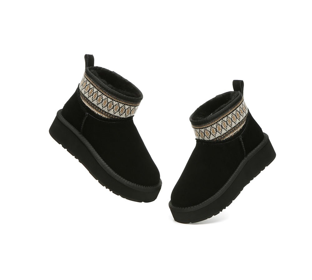 UGG Boots Sheepskin Wool Woven Ankle Platform Grantlee - UGG Boots - Black - AU Ladies 4 / AU Men 2 / EU 35 - Uggoutlet