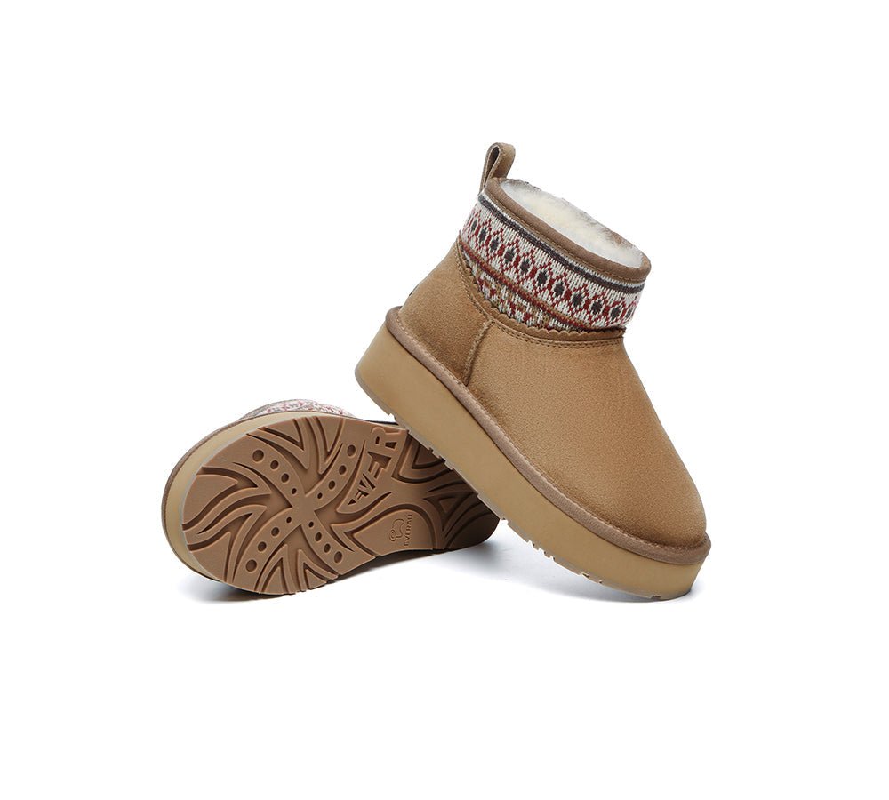UGG Boots Sheepskin Wool Woven Ankle Platform Grantlee - UGG Boots - Chestnut - AU Ladies 4 / AU Men 2 / EU 35 - Uggoutlet