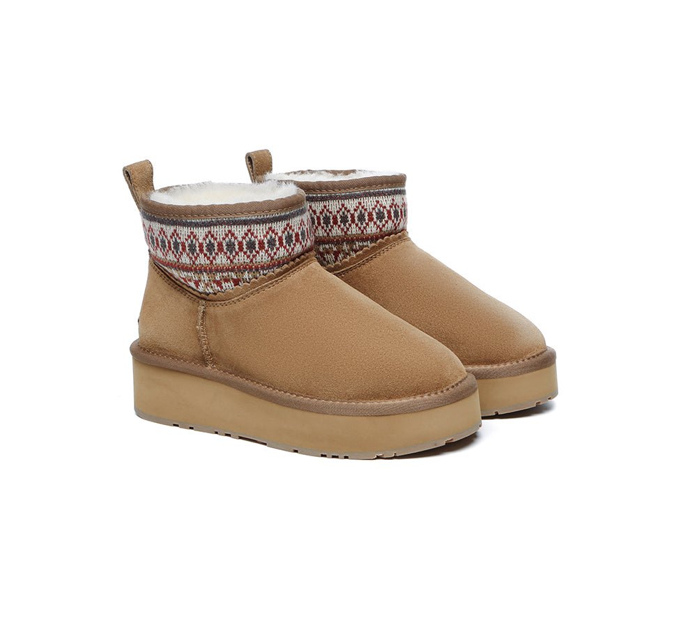 UGG Boots Sheepskin Wool Woven Ankle Platform Grantlee - UGG Boots - Chestnut - AU Ladies 4 / AU Men 2 / EU 35 - Uggoutlet
