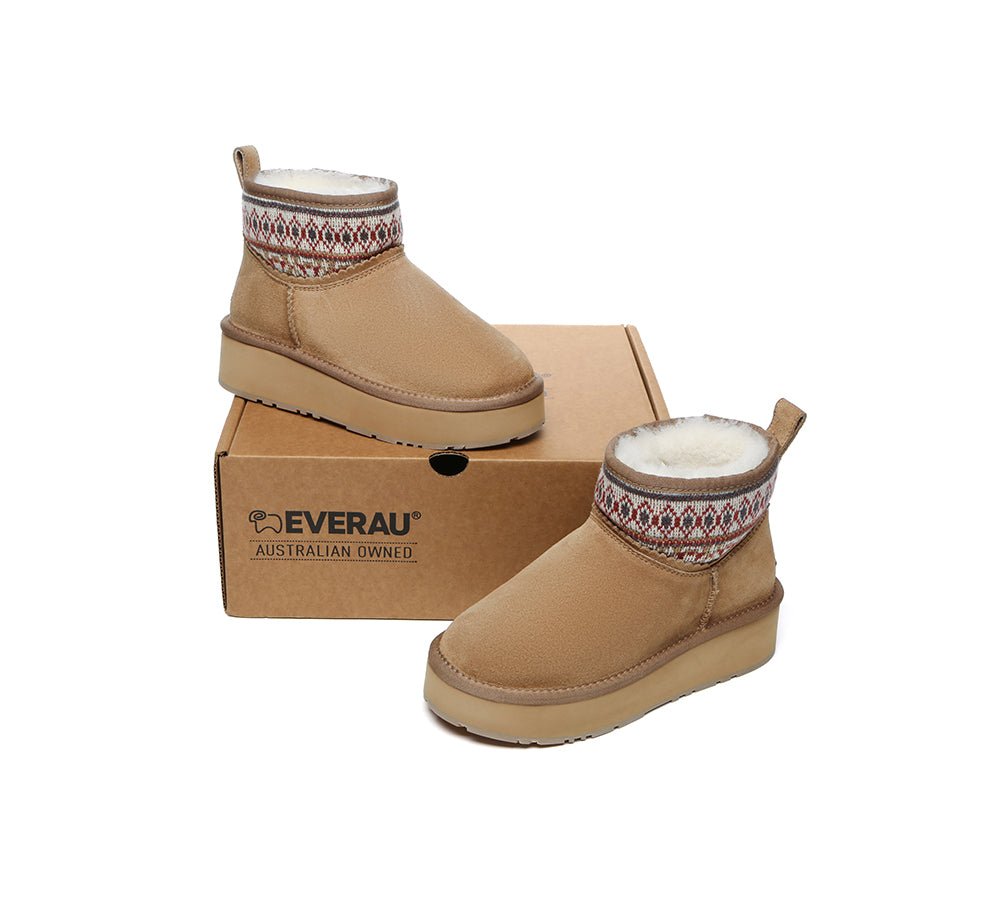 UGG Boots Sheepskin Wool Woven Ankle Platform Grantlee - UGG Boots - Chestnut - AU Ladies 4 / AU Men 2 / EU 35 - Uggoutlet
