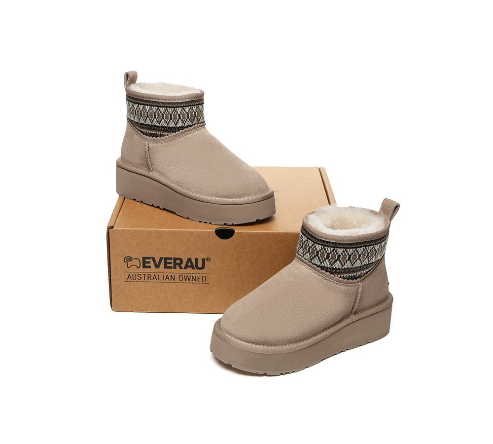 UGG Boots Sheepskin Wool Woven Ankle Platform Grantlee - UGG Boots - Sand - AU Ladies 4 / AU Men 2 / EU 35 - Uggoutlet