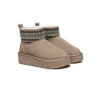 UGG Boots Sheepskin Wool Woven Ankle Platform Grantlee - UGG Boots - Sand - AU Ladies 4 / AU Men 2 / EU 35 - Uggoutlet