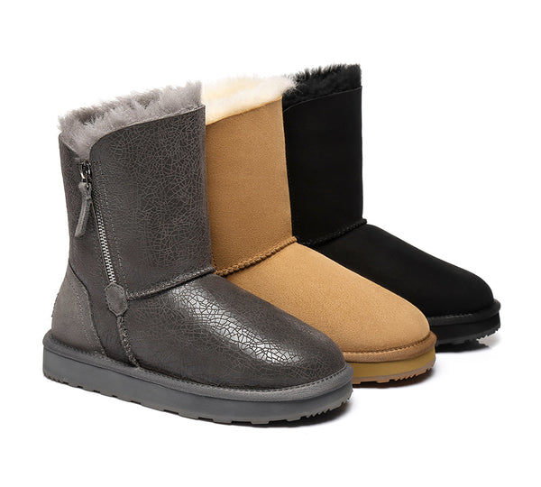 UGG Boots - Sheepskin Zipper Short Women Boots Zipporah