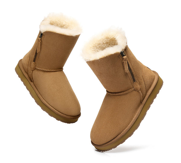 UGG Boots - Sheepskin Zipper Short Women Boots Zipporah