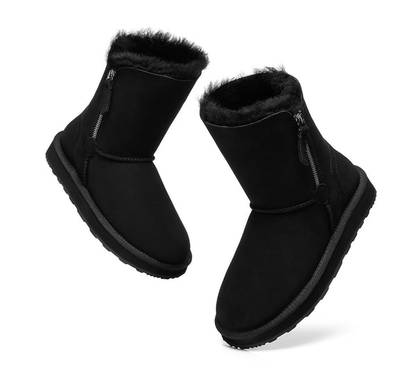 UGG Boots - Sheepskin Zipper Short Women Boots Zipporah