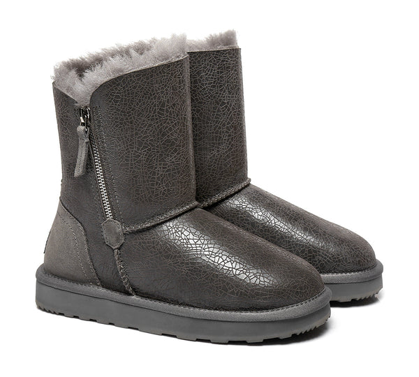 UGG Boots - Sheepskin Zipper Short Women Boots Zipporah
