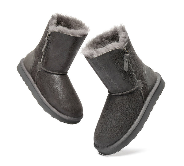 UGG Boots - Sheepskin Zipper Short Women Boots Zipporah