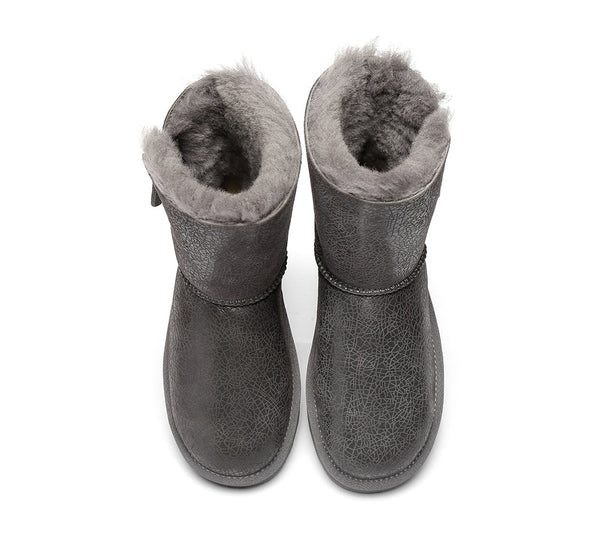 UGG Boots - Sheepskin Zipper Short Women Boots Zipporah