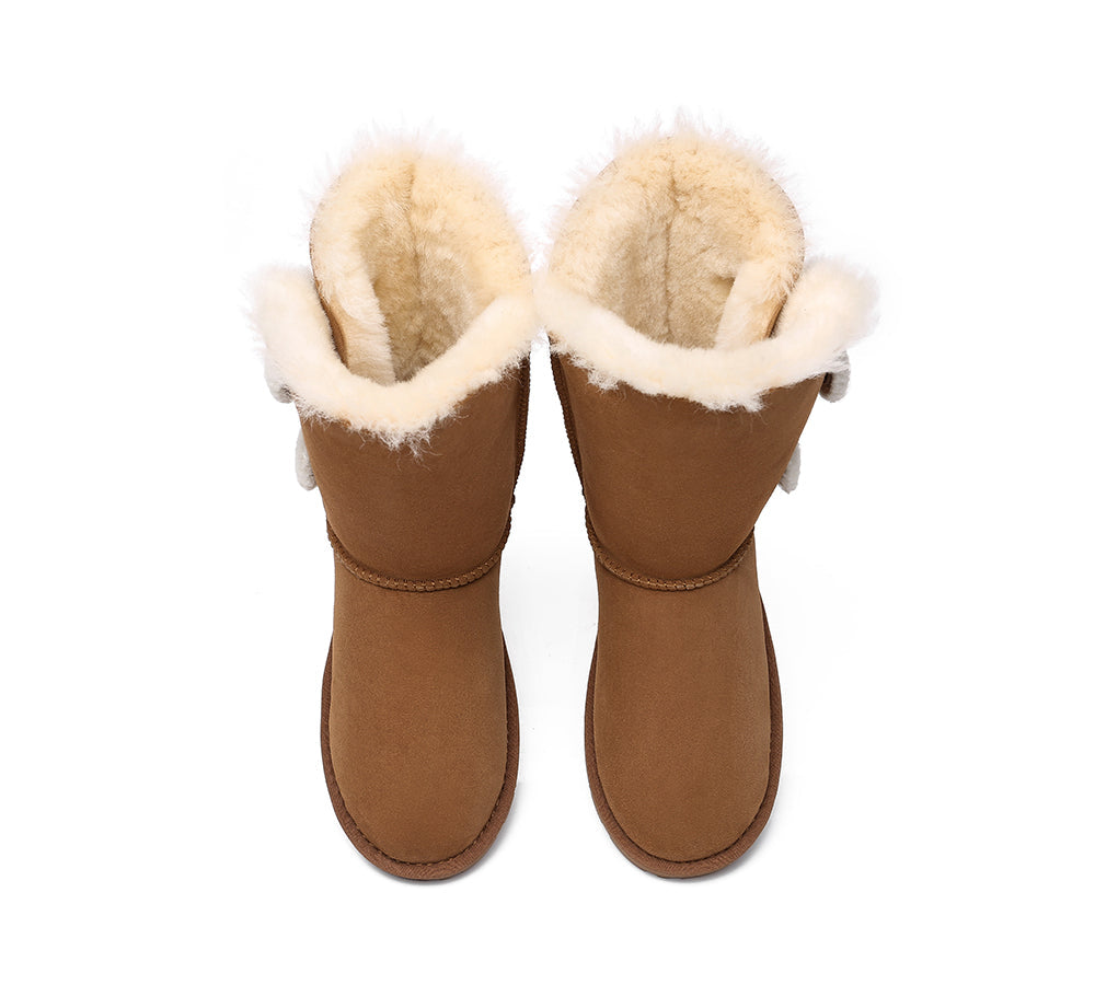 UGG Boots - Short Twin Button Sheepskin Boots Aspen