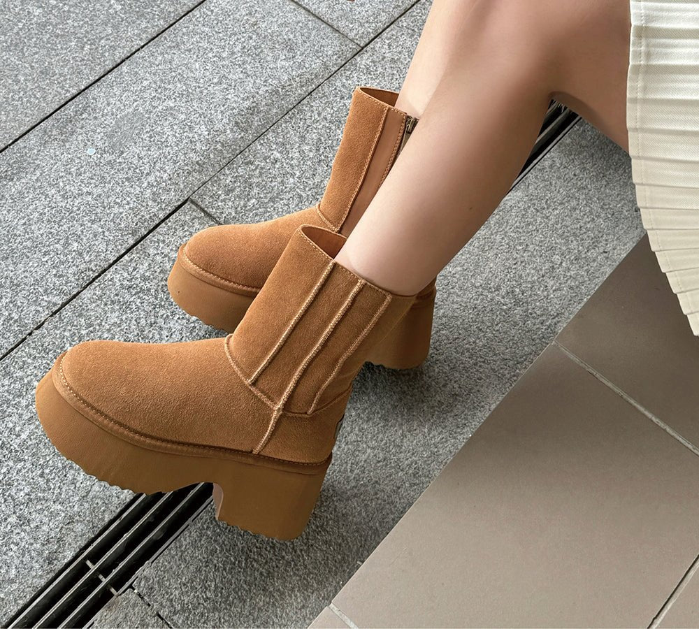 UGG Boots Short Zipper Chunky Platform Yuana - UGG Boots - Chestnut - AU Ladies 4 / AU Men 2 / EU 35 - Uggoutlet
