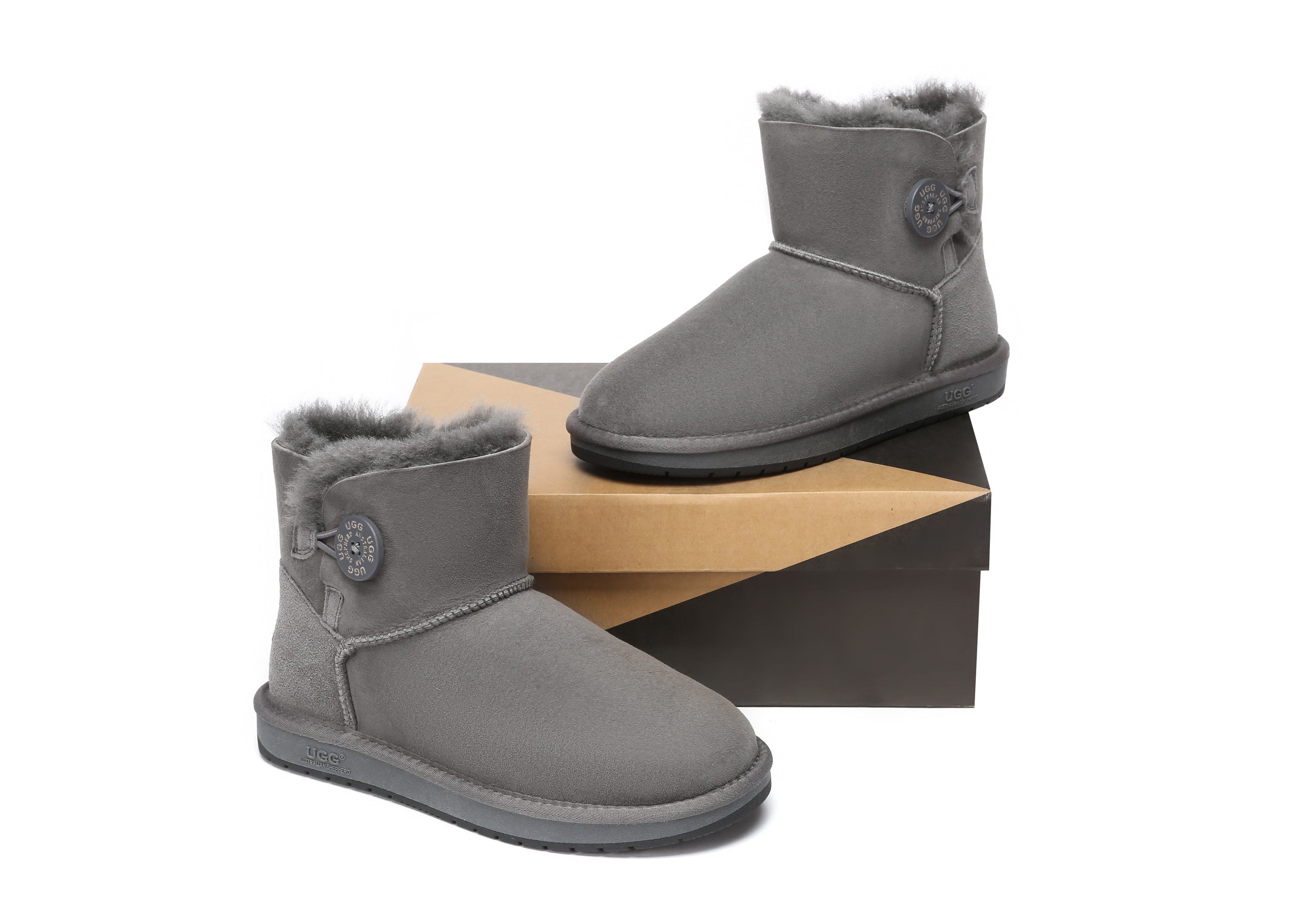 UGG Boots - UGG Boots Australia Premium Double Face Sheepskin Mini Button Boots
