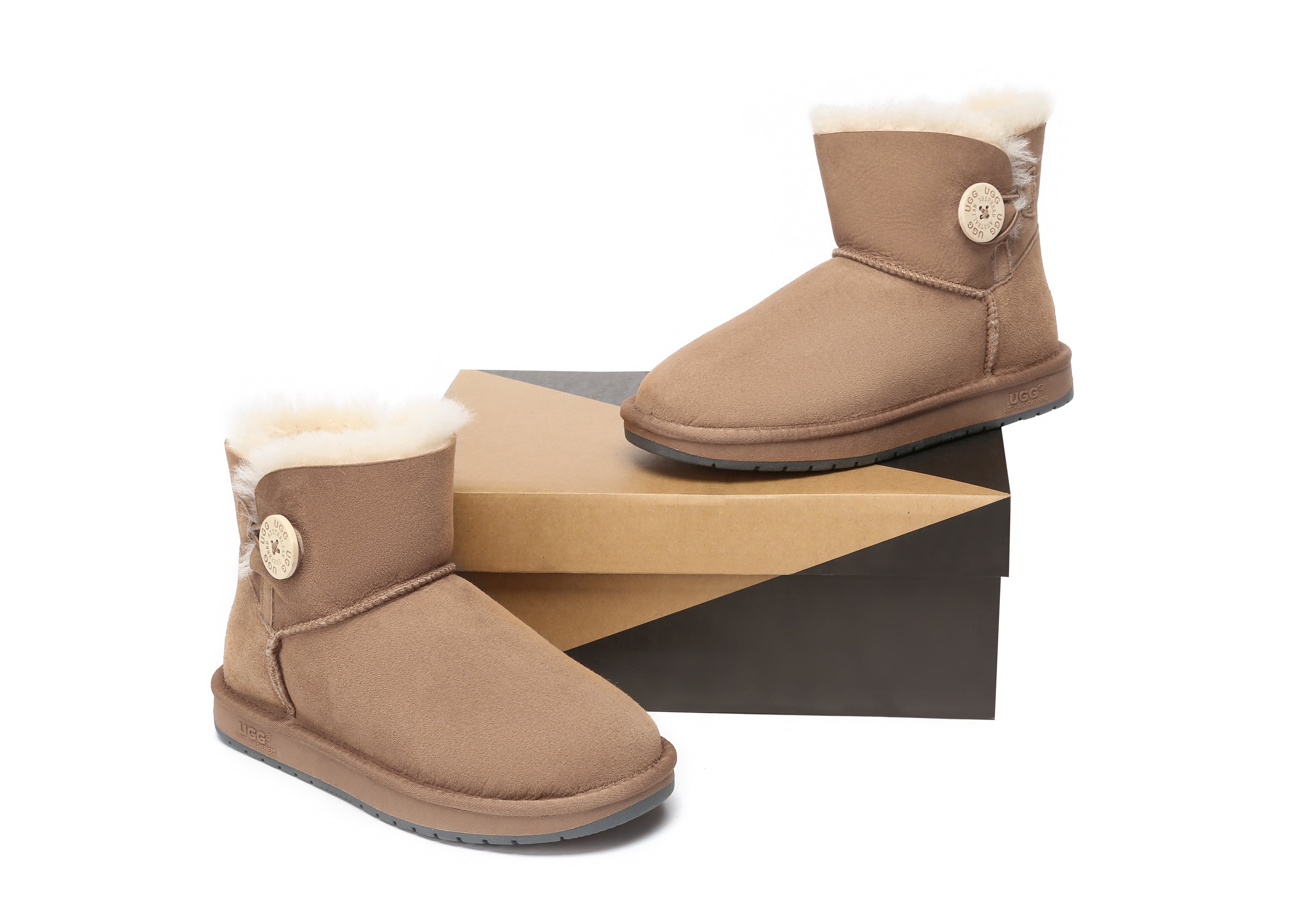 UGG Boots - UGG Boots Australia Premium Double Face Sheepskin Mini Button Boots