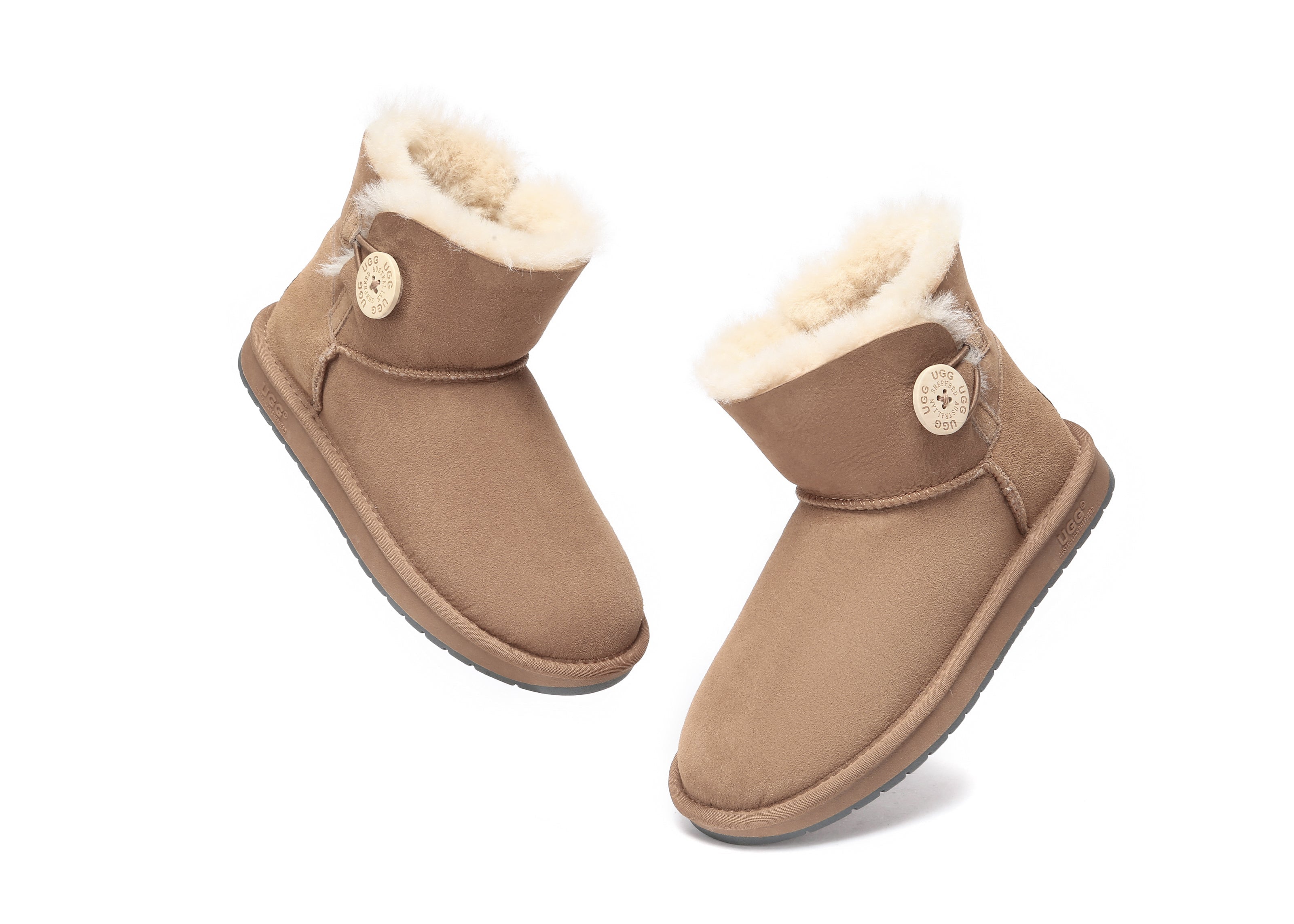 UGG Boots - UGG Boots Australia Premium Double Face Sheepskin Mini Button Boots