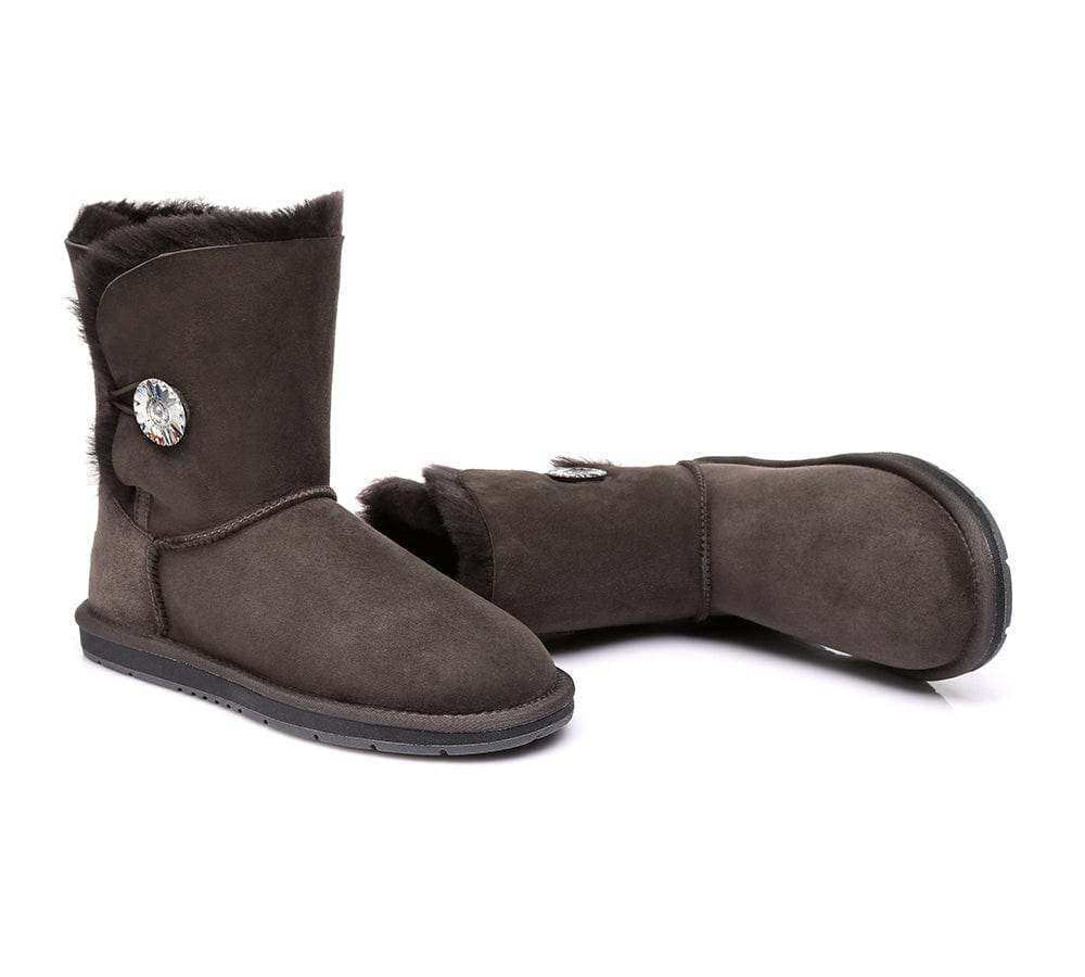 UGG Boots - UGG Boots Australian Genuine Sheepskin Short Button With Crystal