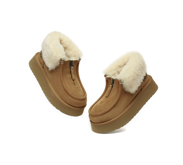 UGG Boots - UGG Boots Sheepskin Wool Ankle Mini Zip Platform