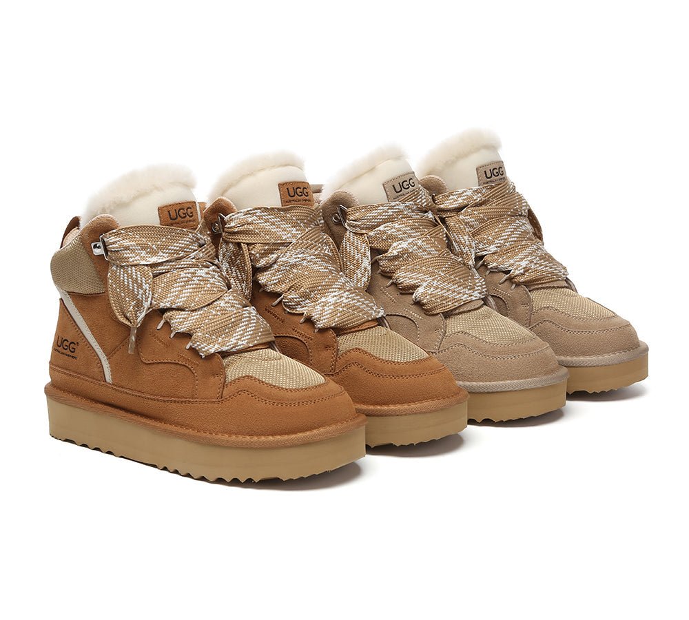 UGG Boots Women Lace Up Ankle Platform Samir - UGG Boots - Sand - AU Ladies 4 / AU Men 2 / EU 35 - Uggoutlet