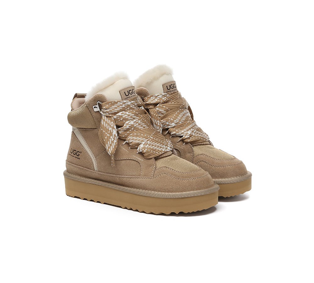 UGG Boots Women Lace Up Ankle Platform Samir - UGG Boots - Sand - AU Ladies 4 / AU Men 2 / EU 35 - Uggoutlet