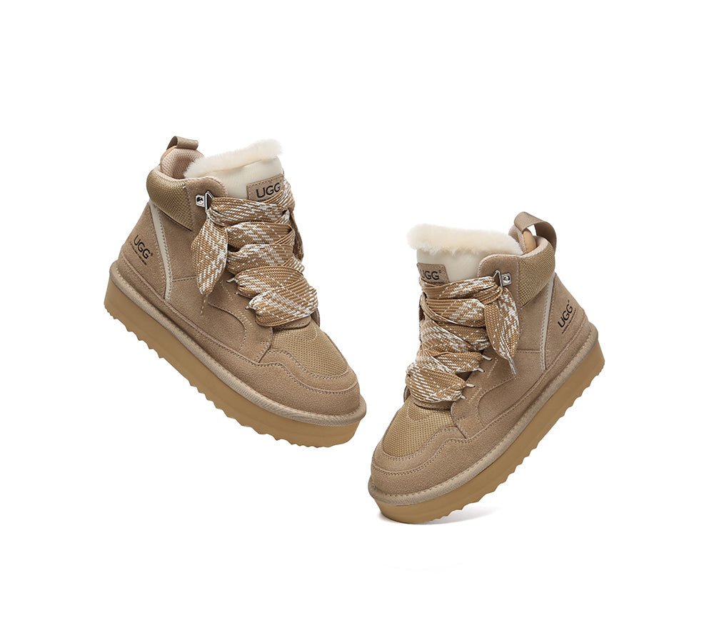 UGG Boots Women Lace Up Ankle Platform Samir - UGG Boots - Sand - AU Ladies 4 / AU Men 2 / EU 35 - Uggoutlet