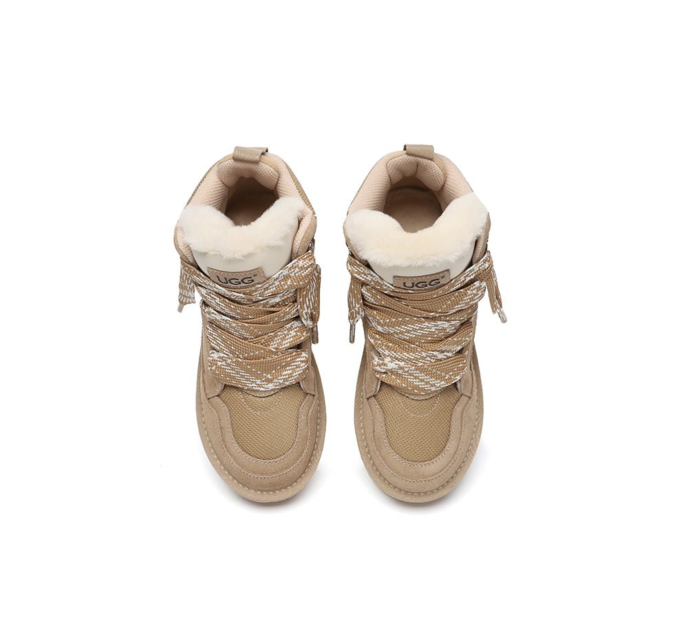 UGG Boots Women Lace Up Ankle Platform Samir - UGG Boots - Sand - AU Ladies 4 / AU Men 2 / EU 35 - Uggoutlet