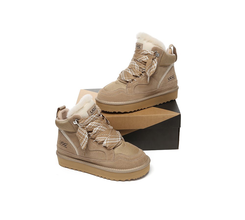 UGG Boots Women Lace Up Ankle Platform Samir - UGG Boots - Sand - AU Ladies 4 / AU Men 2 / EU 35 - Uggoutlet