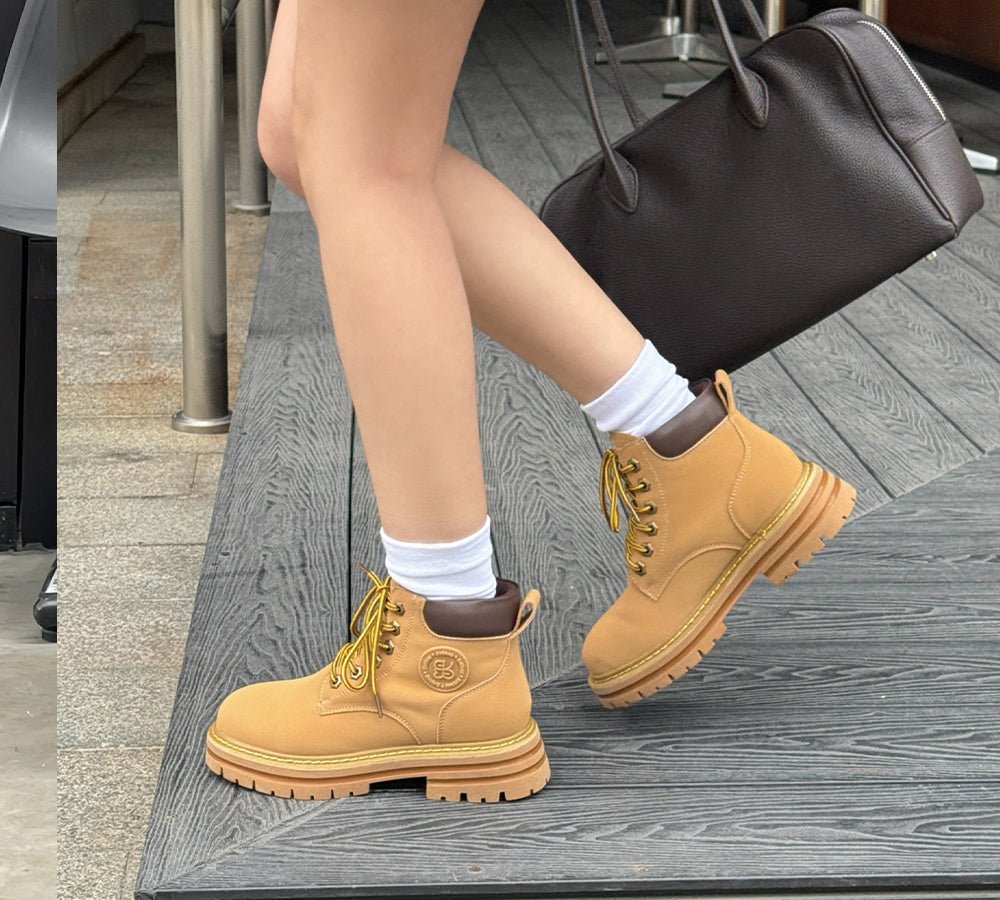 UGG Boots Women Leather Sheepskin Wool Lace Up Chunky Aubrey - UGG Boots - Chestnut - AU Ladies 4 / AU Men 2 / EU 35 - Uggoutlet