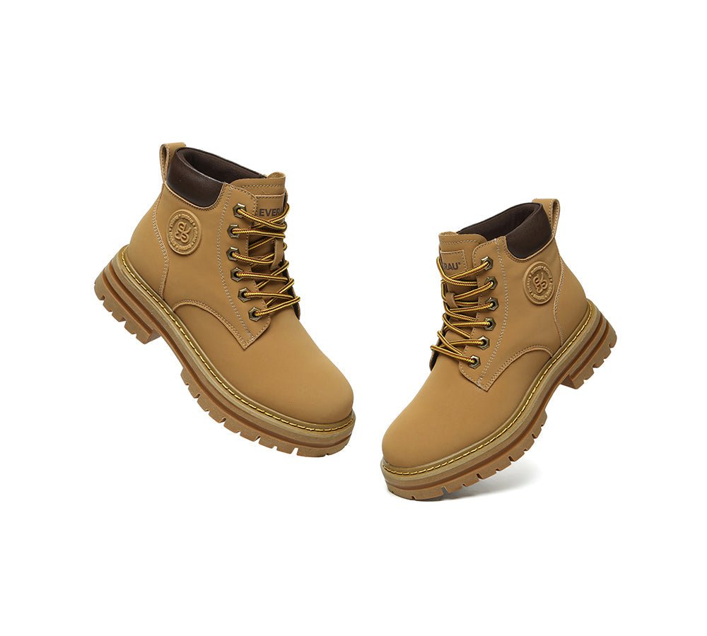 UGG Boots Women Leather Sheepskin Wool Lace Up Chunky Aubrey - UGG Boots - Chestnut - AU Ladies 4 / AU Men 2 / EU 35 - Uggoutlet