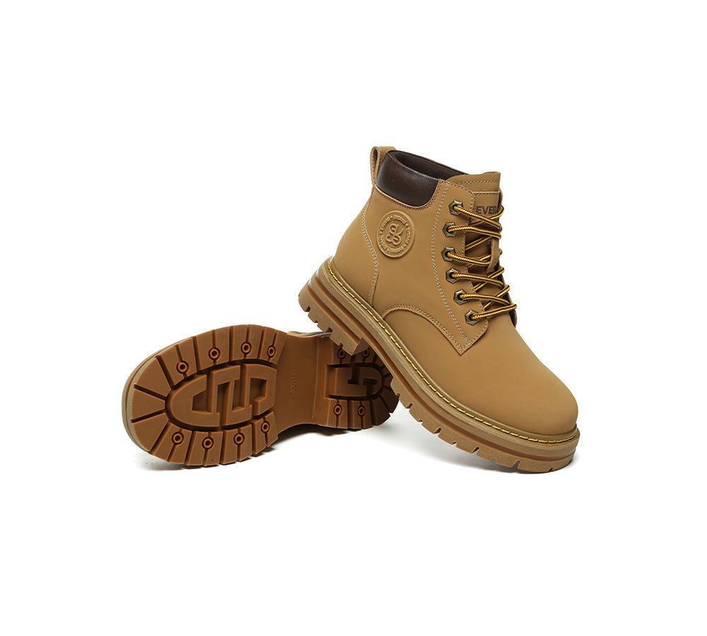 UGG Boots Women Leather Sheepskin Wool Lace Up Chunky Aubrey - UGG Boots - Chestnut - AU Ladies 4 / AU Men 2 / EU 35 - Uggoutlet