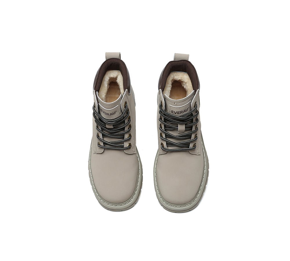 UGG Boots Women Leather Sheepskin Wool Lace Up Chunky Aubrey - UGG Boots - Grey - AU Ladies 4 / AU Men 2 / EU 35 - Uggoutlet
